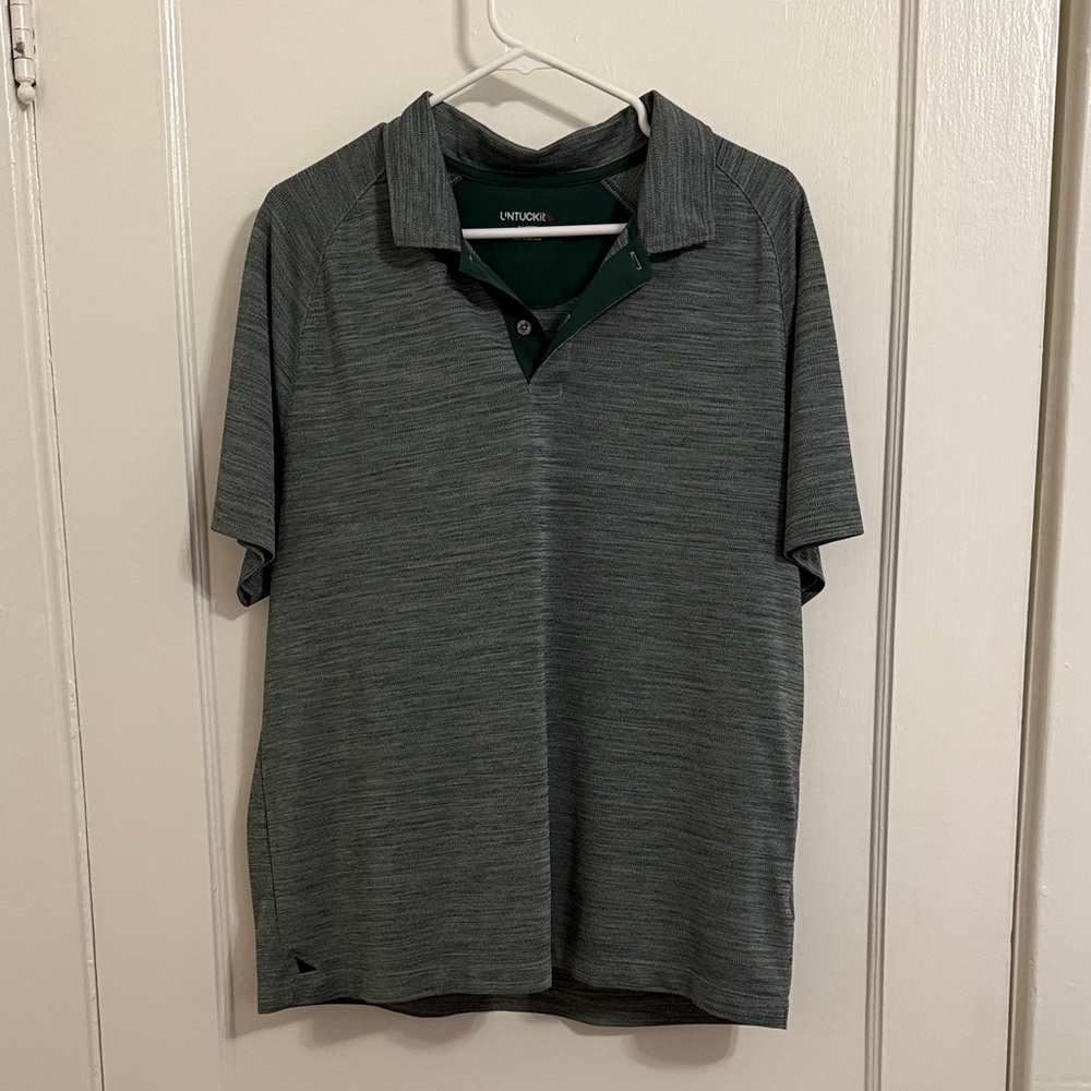 UNTUCKit Men's Heathered Green Polo Shirt